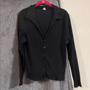 Old Navy Black Ribbed Blouse